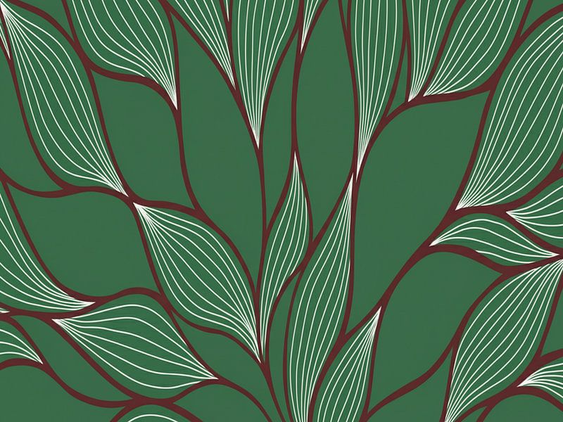 Élégance botanique : Une tapisserie luxuriante de veines de feuilles vertes et blanches, un art minimaliste de la nature, un motif organique moderne. par Artistic
