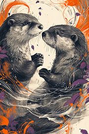 Otters in love by haroulita