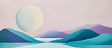 Sanfte Hügel unter einem großen Mond von Poster Art Shop