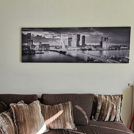 Kundenfoto: Skyline Rotterdam Erasmusbrücke - Schwarz-Weiß von Vincent Fennis, als artframe
