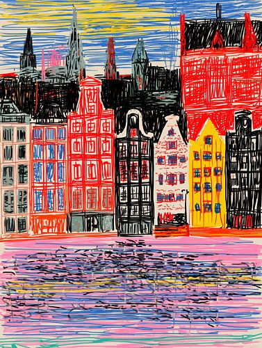 Grachtenpanden Amsterdam in Felle Kleuren