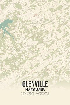 Vintage landkaart van Glenville (Pennsylvania), USA. van Rezona