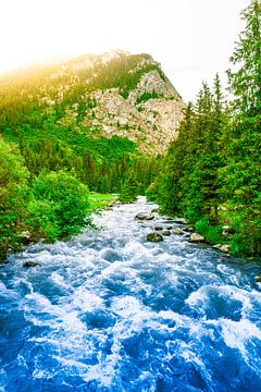 Kyrgyzstan Landscape River and Mountains