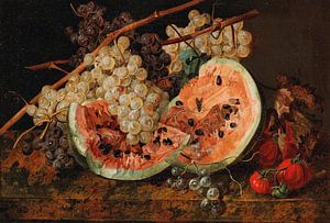 Stilleben mit Wassermelone und Weintrauben, Leopold Zinnögger