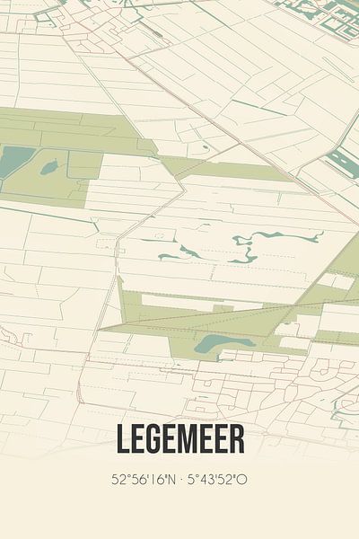 Vintage map of Legemeer (Fryslan) by Prints of Place