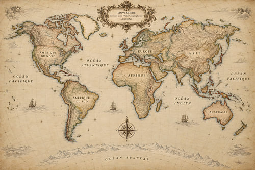 Wereldkaart 1820 – Atlas van vervlogen tijden