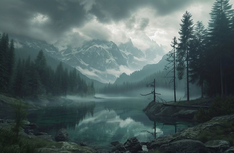 Mystischer Seeblick von fernlichtsicht