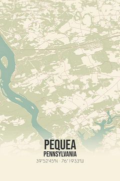 Vintage landkaart van Pequea (Pennsylvania), USA. van Rezona