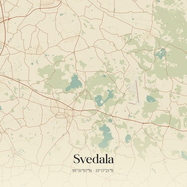 Vintage map of Svedala, Sweden. by Prints of Place