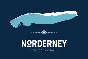 Norderney | Carte minimaliste | Silhouette de l'île | Map design