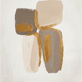 Minimalistische organische Formen in neutralen Farben mit Gold von Studio Pieternel