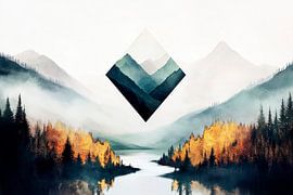 Berglandschaft mit geometrischem Element von Poster Art Shop