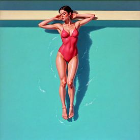 Tranquil Poolside Bliss en rouge sur Jan Keteleer