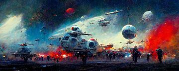 Panorama of a battle in space II by Josh Dreams Sci-Fi