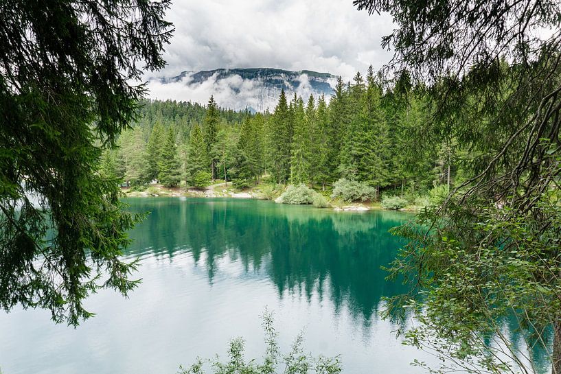 Water, mountains and trees at Caumasee in Switzerland by Rianne van Baarsen