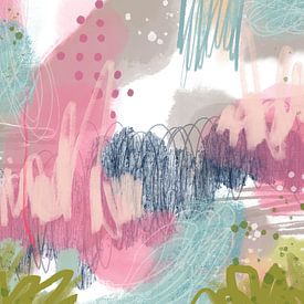 Happy Pastelly I, mixed-media abstract van De Schildertuin