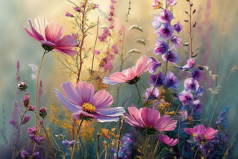 Paars Bloemenveld in Ochtendlicht no.4 van Studio BB