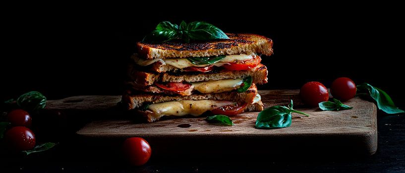 Cheese panini with tomatoes and basil by Poster Art Shop