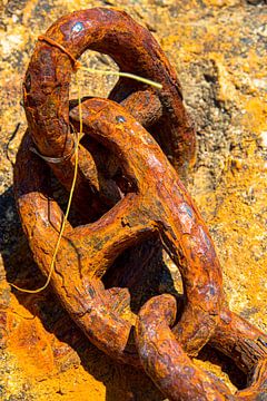 rusty anchor chain in greek port by Jan Fritz