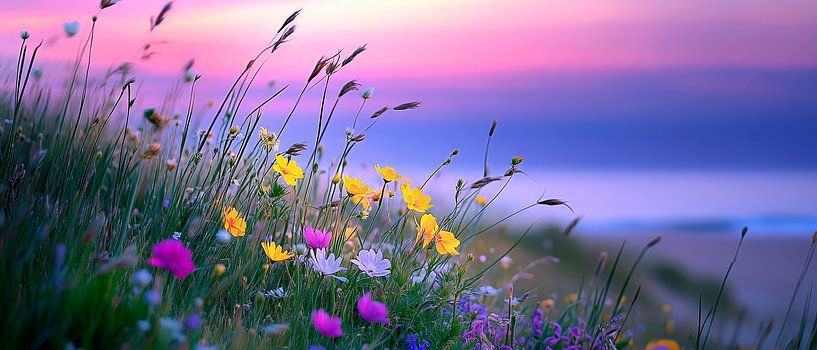 Blooming meadow in the evening light by Poster Art Shop
