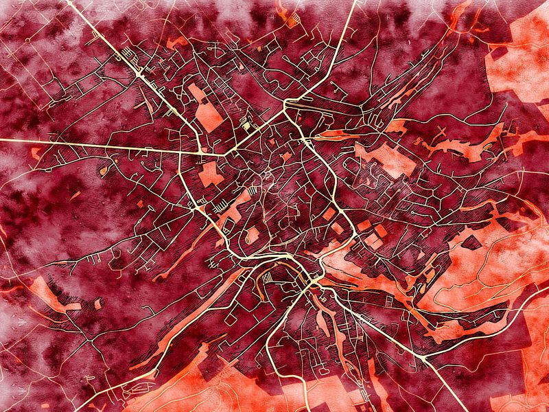 Kaart van Eupen in de stijl 'Amber Autumn' van Maporia