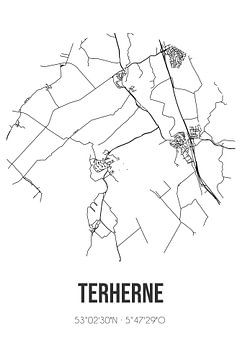 Terherne (Fryslan) | Carte | Noir et blanc sur Rezona