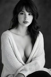 Portrait einer Frau in Schwarz-Weiß – Elegant von Poster Art Shop