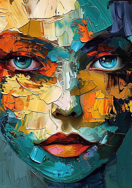 Abstrakte Frau mit buntem Hintergrund von Kunst Laune