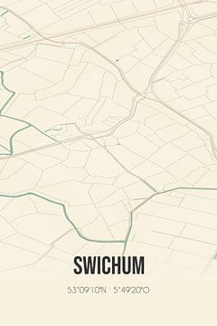 Vintage landkaart van Swichum (Fryslan) van Rezona