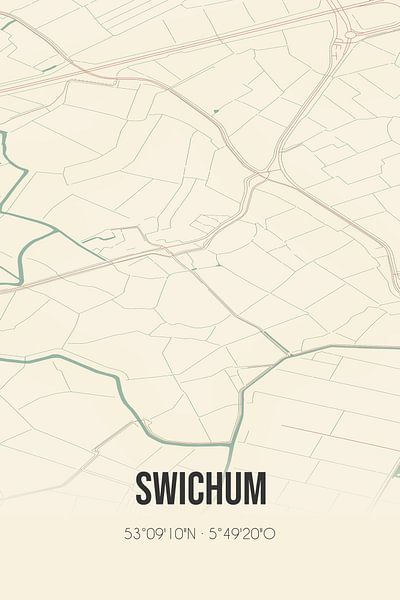 Carte ancienne de Swichum (Fryslan) par Affiches de lieux
