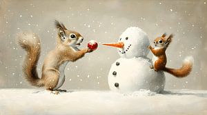 Squirrel climbing games in the snow