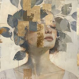 Golden Women Painting | Fragmented Aura by Art Whims