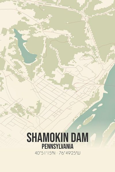 Carte ancienne de Shamokin Dam (Pennsylvanie), USA. par Affiches de lieux