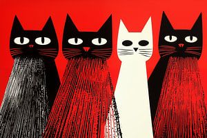 Katzenbande in Rot