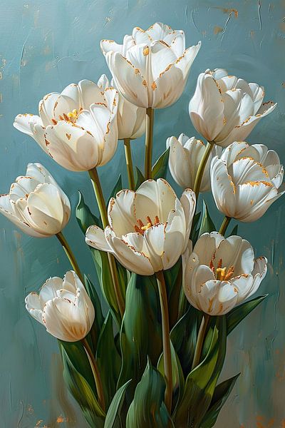 White Tulips | Whisper of Gold in White by Flower Studio