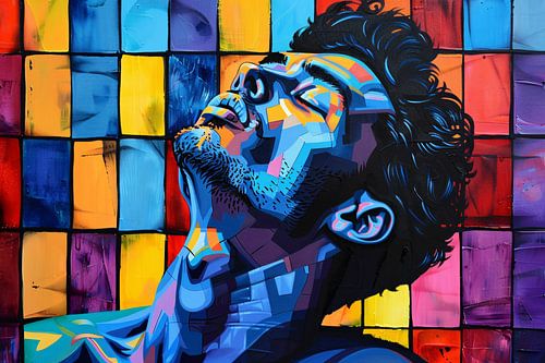 Kleurrijk popart portret van een man