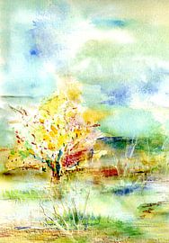 Sommer - ein einsamer Baum von Claudia Gründler