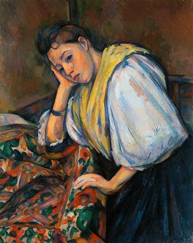 Jeune femme italienne à une table, Paul Cézanne (vers 1895-1900)