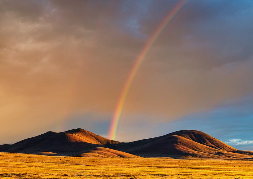 Een regenboog in Nevada van Henk Meijer Photography