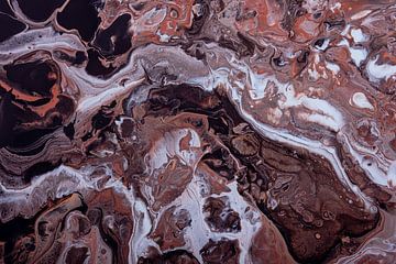 Liquid colors (earth and brown tones) flow across the surface