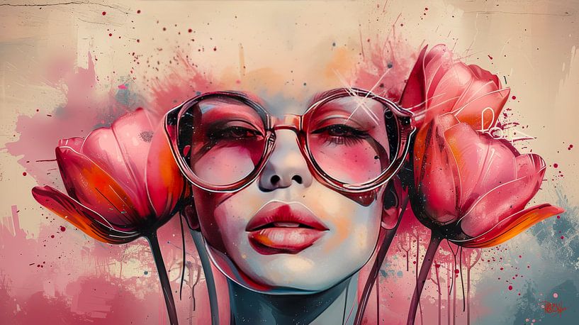 Porträt Frau &quot; Floral Echo &quot; von René van den Berg