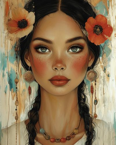 Kleurrijk portret, moderne illustratie