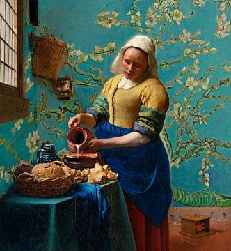 The milkmaid - Johannes Vermeer - Almond Blossom  - Vincent Van Gogh by Lia Morcus