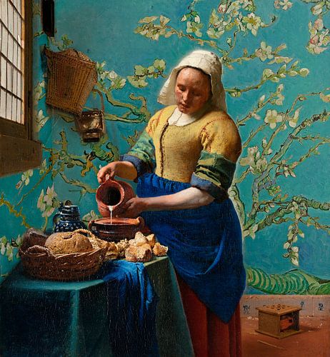 la fille à la perle - La laitière - Johannes Vermeer - Fleur d'amande branche dans un verre - Vincen