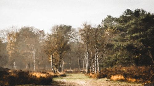 Birch avenue on Lievensberg estate (art, painting)