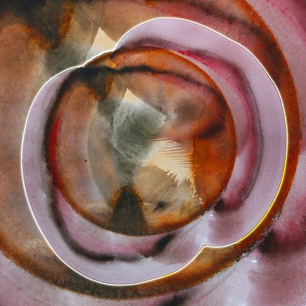 ECHO AQUA MINERAL 108 - Abstract Watercolour art with depth and repetition by Saskia Mensink PRINTS