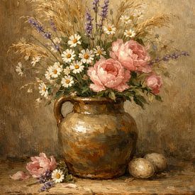 Spring bouquet in a clay vase by Dunto Venaar