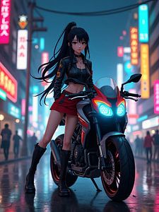 Eine Cyberpunk-Stadt bei Nacht