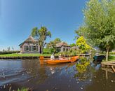 Huizen met rieten dak aan een kanaal, Dwarsgracht, Weerribben, Overijssel van Rene van der Meer thumbnail