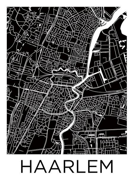 Haarlem Zentrum | Stadtplan Schwarz-Weiß von WereldkaartenShop
